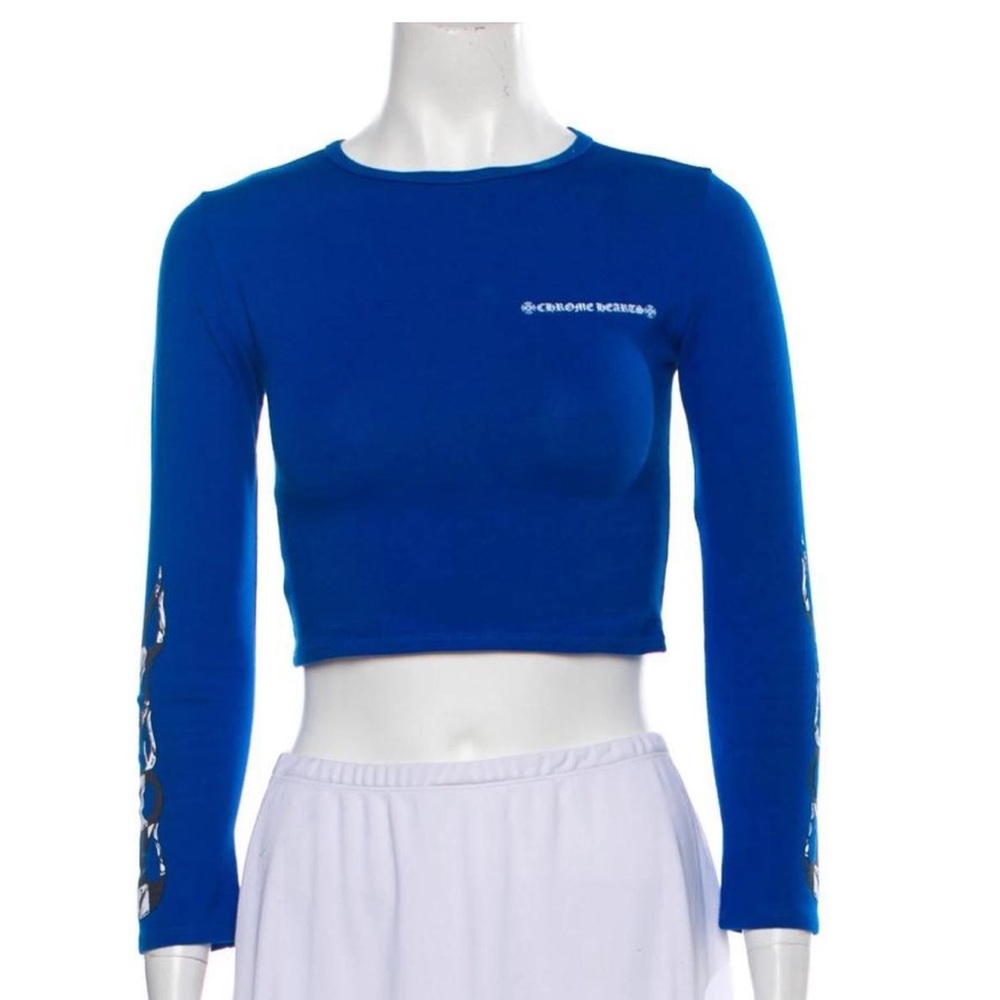 Blue matty boy chrome hearts long sleeve crop top